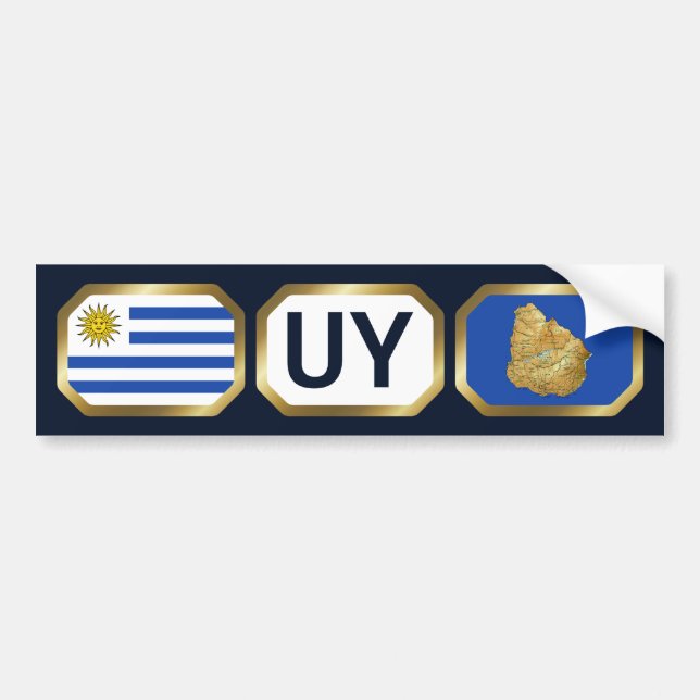 Autocollant de pare-chocs uruguayen Carte Drapeau (Devant)