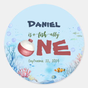 Autocollant de pêche O-fish-ally One 1st Birthday