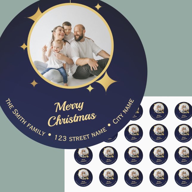 Autocollant de photo dorée festive de Noël 2025 (Créateur téléchargé)
