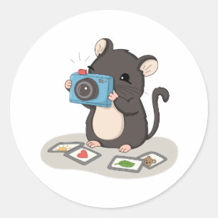 Autocollant de photographe avec une souris mignonn