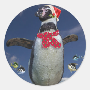 Autocollant de pingouin de fête