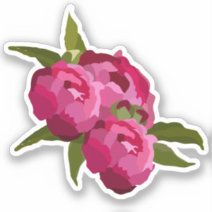 Autocollant de pivoine de bijoux moderne
