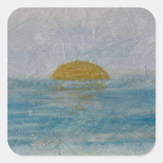 Autocollant de plage à l'aquarelle jour ensoleillé
