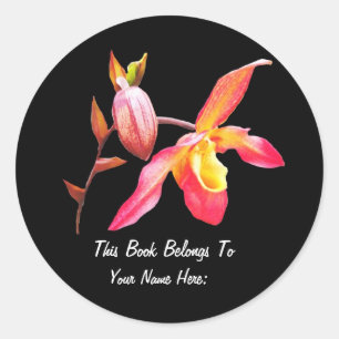 Autocollant de plaque de livre orchidée