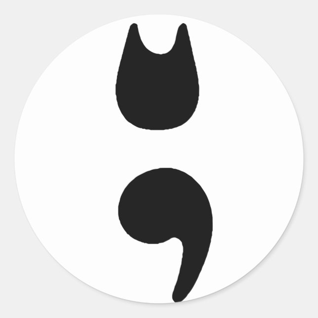 Autocollant de point-virgule de chat (Devant)
