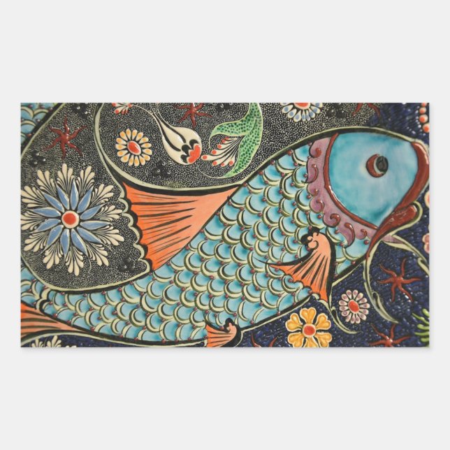 Autocollant de poisson en mosaïque colorée (Devant)