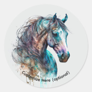 Autocollant de portrait de cheval à l'aquarelle él