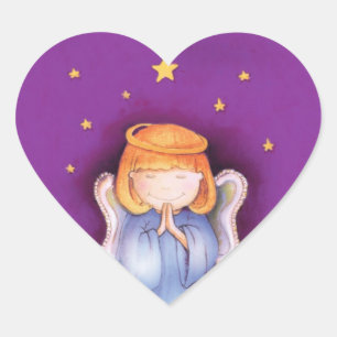 Autocollant de pourpre de coeur d'ange de Noël