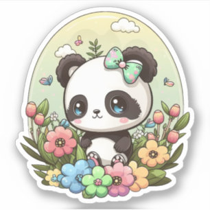 Autocollant de printemps Chibi Cute Panda Kawaii