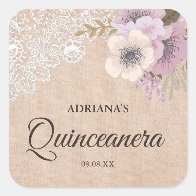 Autocollant de Quinceanera rose rose rose rose ros (Devant)