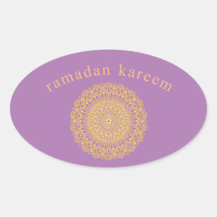 autocollant de ramadan kareem ornemental violet or