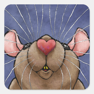 Autocollant de rat au cœur mignon