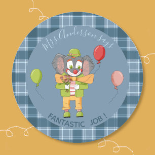Autocollant de récompense d'élève éléphant clown d