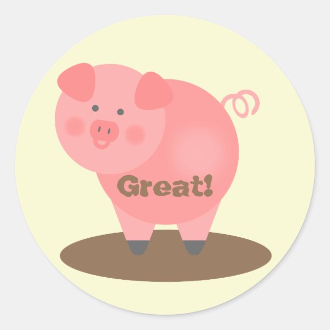 Autocollant de récompense étudiant - Cochon et bou (Devant)