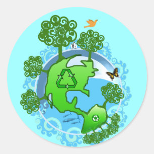 Autocollant de recyclage de jour des terres
