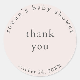 Autocollant de remerciement de baby shower rose si