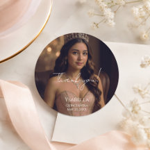 Autocollant de remerciement de photo Quinceañera e