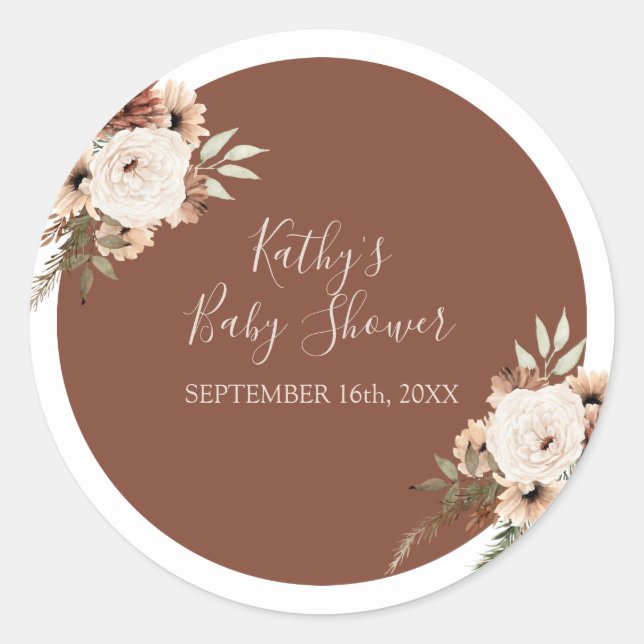 Autocollant de remerciement floral en terracotta a (Devant)