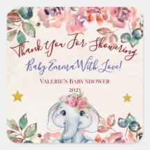 Autocollant de remerciement pour Baby Shower éléph