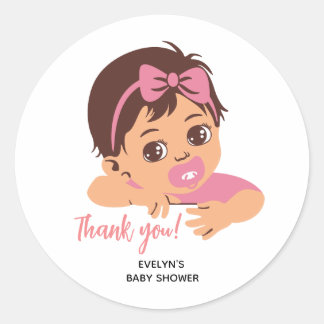 Autocollant de remerciement pour Baby Shower Fille