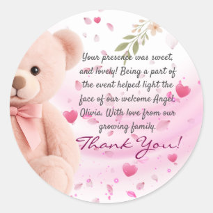 Autocollant de remerciement pour Baby Shower Ours