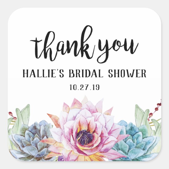 Autocollant de remerciement succulent (Devant)