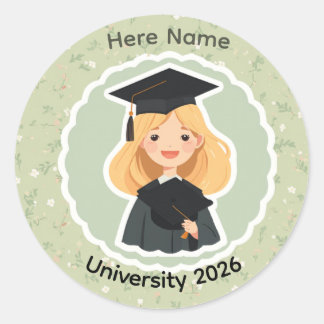 Autocollant de remise de diplôme de fille mignonne