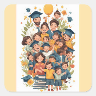 Autocollant de remise de diplôme heureux