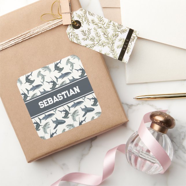 Autocollant de requin personnalisé | Requins aquar (Cadeaux)