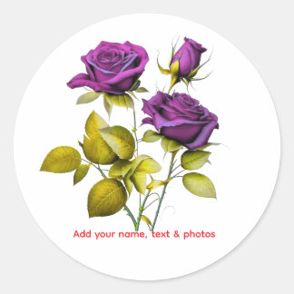Autocollant de rose violette personnalisé | Ajoute