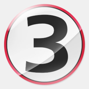 Autocollant de rouge du numéro 3