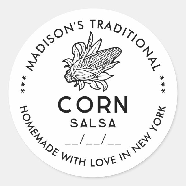 Autocollant de salsa de maïs moderne avec symbole  (Devant)