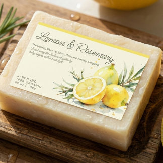 Autocollant de savon biologique au citron et romar