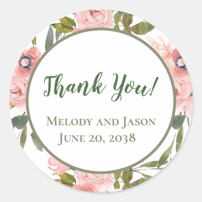 Autocollant de sceau à thème rose rose (Devant)