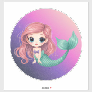 Autocollant de sirène Chibi mignon