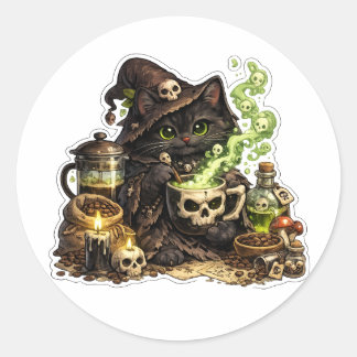 Autocollant de sorcière brasseuse de potion de cha
