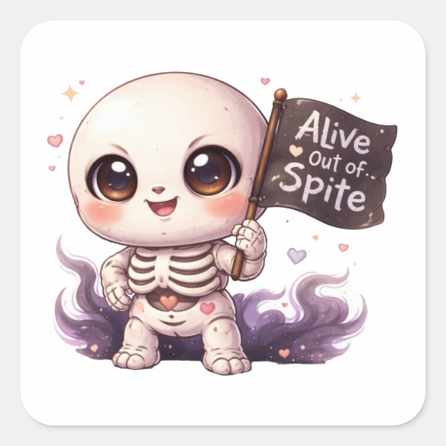 Autocollant de squelette vivant par dépit (Devant)