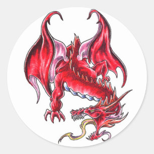 autocollant de style dragon rouge cool