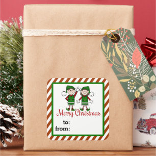 Autocollant de tag cadeau des Elfes Mignons