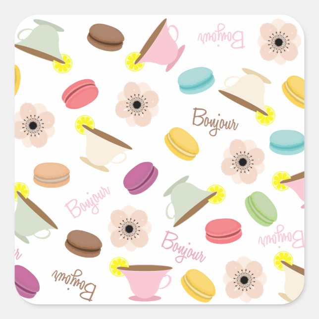 Autocollant de tasses de thé et d'anémones de (Devant)