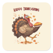 Autocollant de Thanksgiving de dinde de dessin ani
