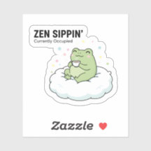 Autocollant de thé Grenouille Zen – Animal de nuag