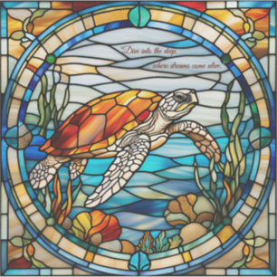 Autocollant de tortue marine en verre de Faux