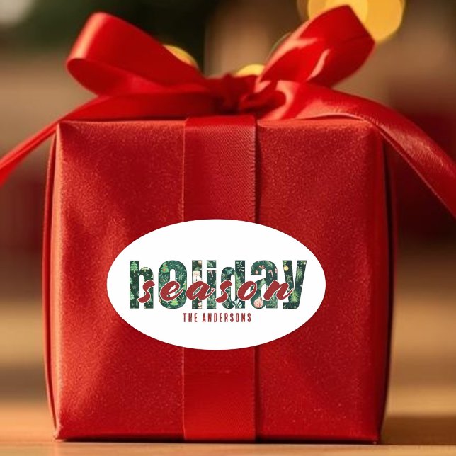 Autocollant de typographie de saison de vacances p (Custom Holiday Season Typography Sticker)