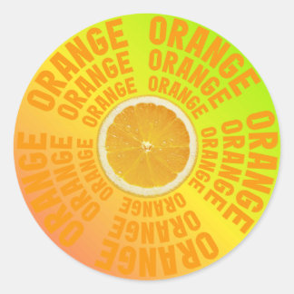 Autocollant de typographie tranche d'orange frais 