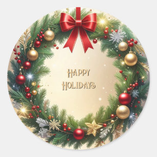 Autocollant de vacances de couronne de Noël festiv