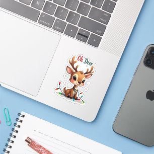 Autocollant de vacances « Oh Deer » Renne Mignon