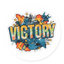 autocollant de victoire en un mot