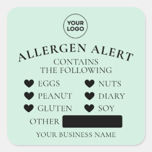 Autocollant de vigilance d'allergie vert menthe Bo