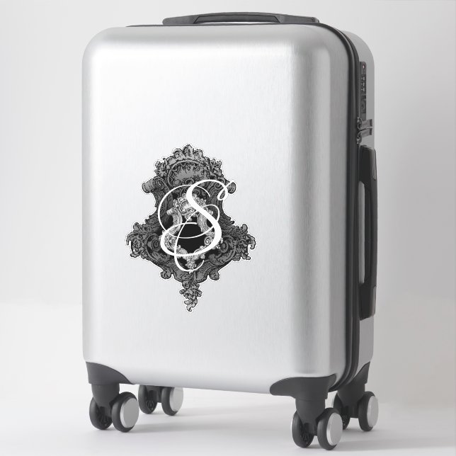 Autocollant de vinyle initial monogramme personnal (Sur valise)